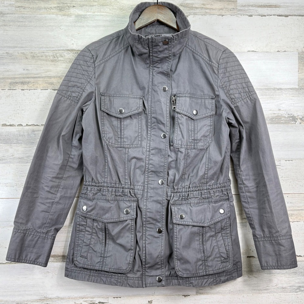 Banana Republic Field Jacket Womens Small Grey Utility Quilted Utility Chic